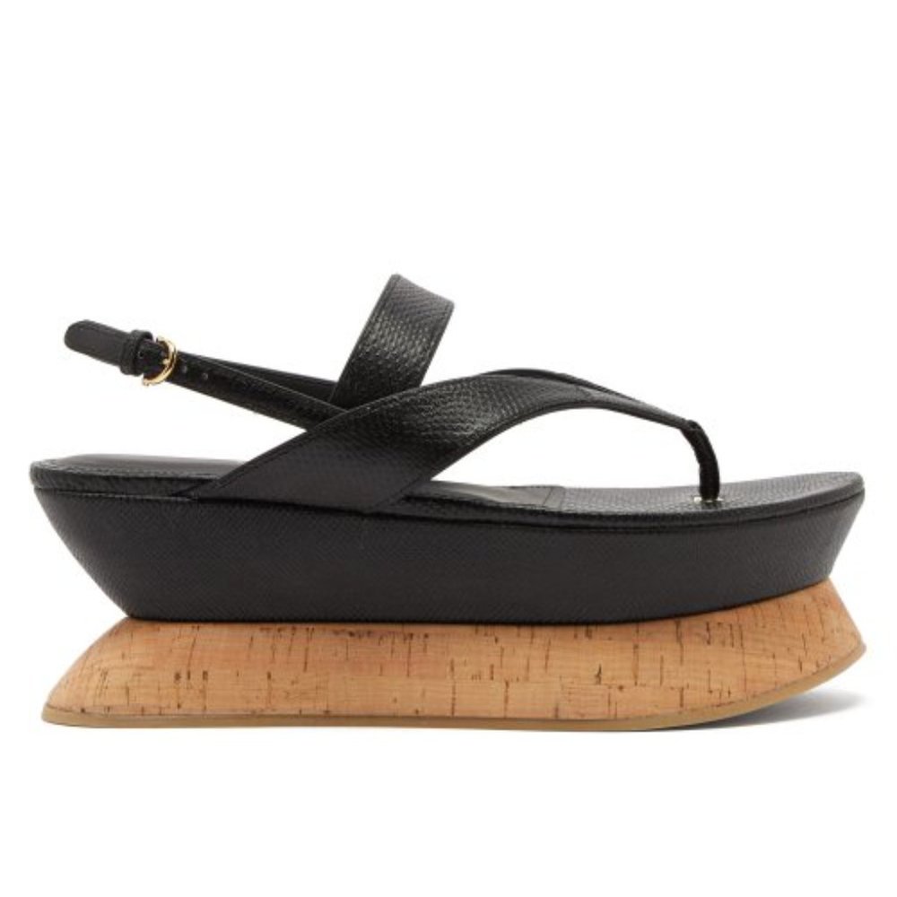 SALVATORE FERRAGAMO Hydrus Leather Flatform Sandal